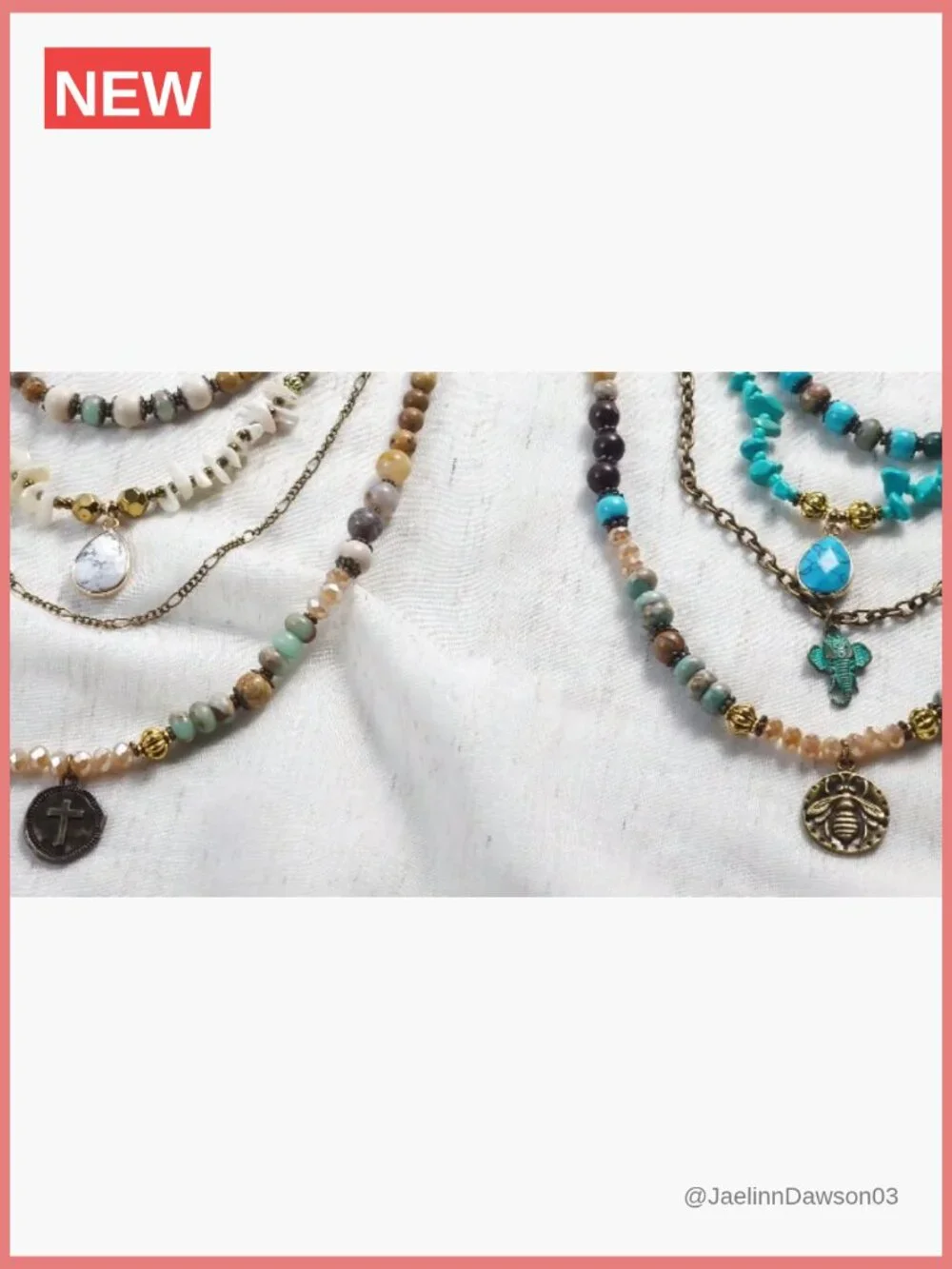 Boho Multi-Layer Beaded Pendant Necklace with Bee Elephant Charms
